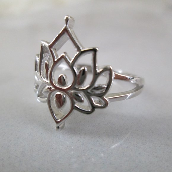 Lotus Flower Ring>925 Lotus Blossom Ring,Sterling Lotus Flower Ring,925 Sterling - Picture 5 of 6